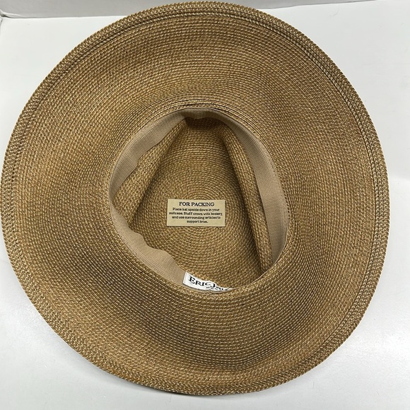 Eric Javits Hat Floppy Sun Shade Classic Straw Bow Ribbon Round Tan Brown 4.75" - Picture 7 of 9